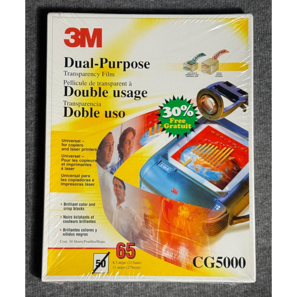 3M Multipurpose Transparency Film Clear 8.5x11” 65 Count Inkjet Laser Copier - Picture 3 of 4